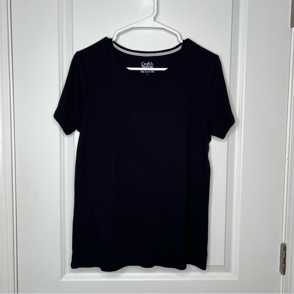 Croft & Barrow Classic Black Tee Women’s Sz Small 100% Cotton